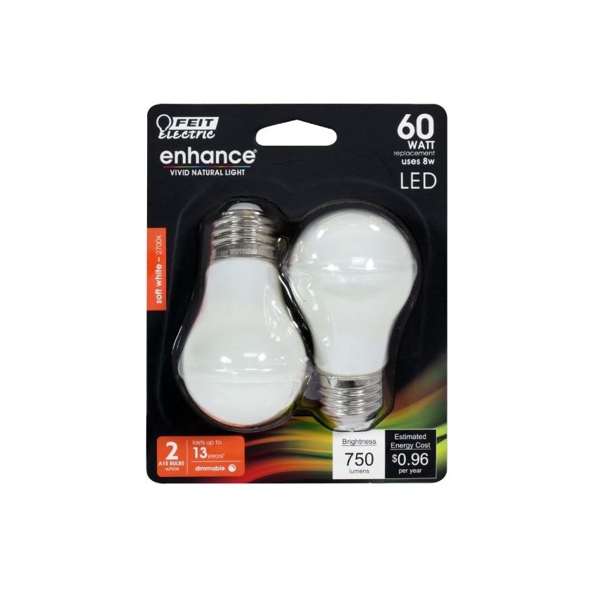 A15 8W Frosted Dimmable LED Bulb 2PK-FT