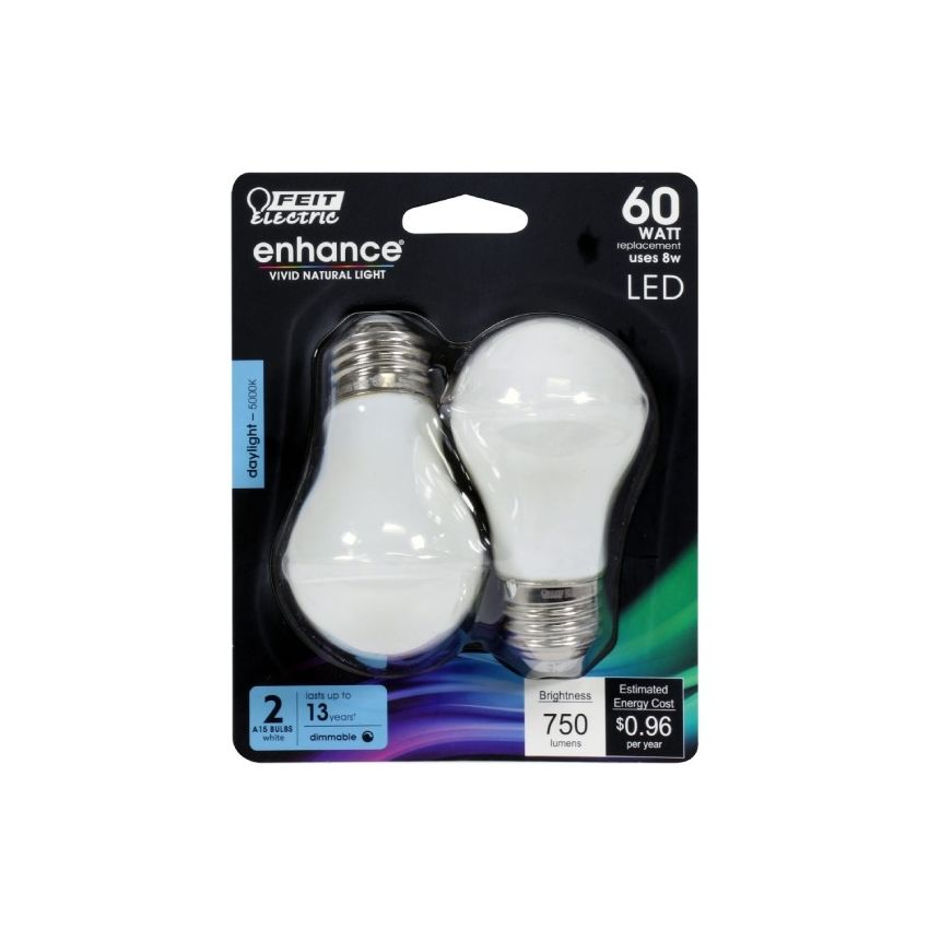 A15 8W Frosted Dimmable LED Bulb 2PK-FT