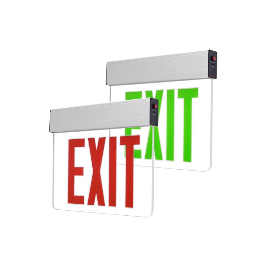 Single Face Clear Glass LED Exit Sign w/ Battery Back up-POR