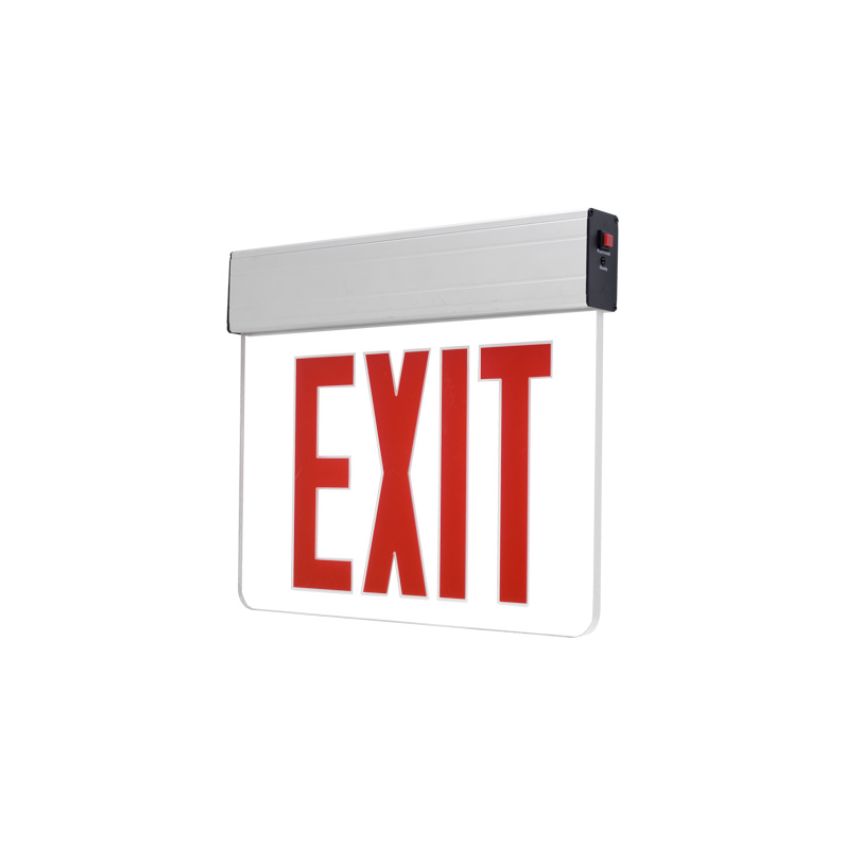 Single Face Clear Glass LED Exit Sign w/ Battery Back up-POR
