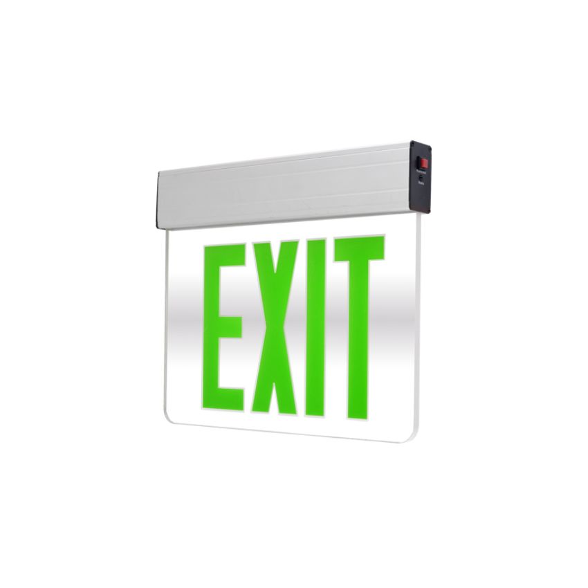 Double Face Mirror Glass LED Exit Sign w/ Battery Back up-POR