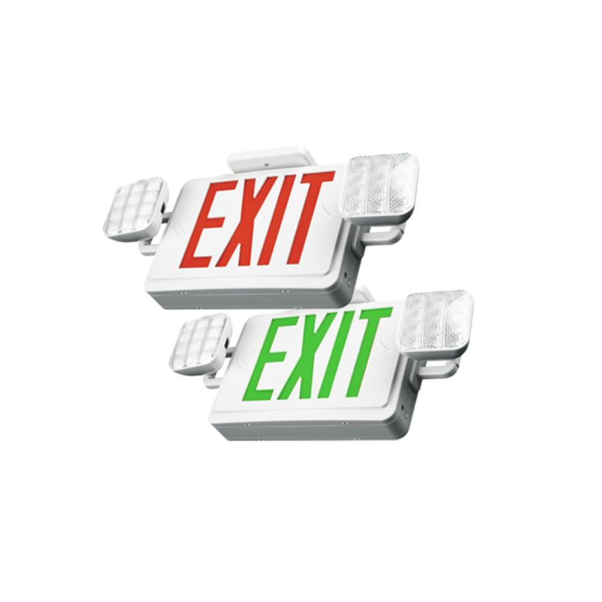 3.5W Red/Green LED Combo Emergency Exit Sign w/ Battery Back up-POR
