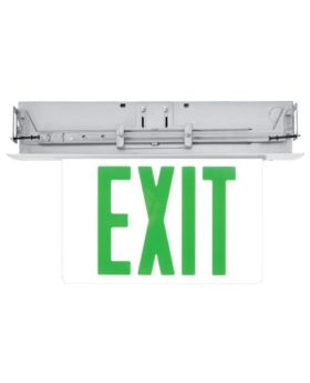 Recessed Edge Lit Glass Exit Sign w/ Battery Back up