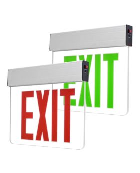 Single Face Clear Glass LED Exit Sign w/ Battery Back up-POR