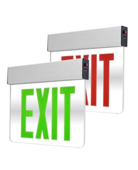 Double Face Mirror Glass LED Exit Sign w/ Battery Back up-POR