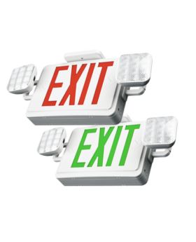 3.5W Red/Green LED Combo Emergency Exit Sign w/ Battery Back up-POR