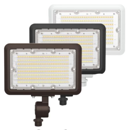 40/50/60W Tri-Power Tri-Color Knuckle Mount LED Flood Light w/ Photocell-ENV