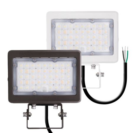 35W/50W Dual-Power Tri-Color Trunnion Mount LED Flood Light w/ Photocell-ENV