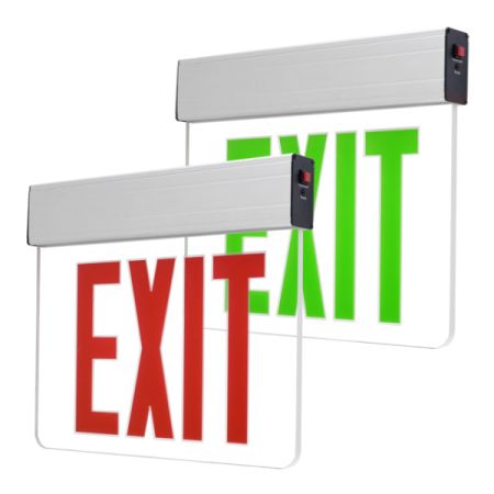 Single Face Clear Glass LED Exit Sign w/ Battery Back up-POR