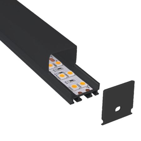 1" Black Lens Milky Square Top Aluminum Channel-RCH