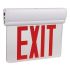 White Single Face Edge Lit Glass Exit Sign w/ Battery Back up