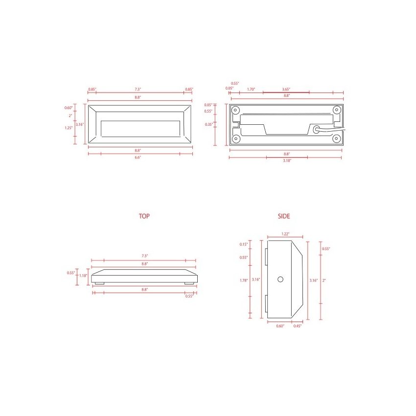 12V 8-13/16” Aluminum Built-in LED Step Light-ABB