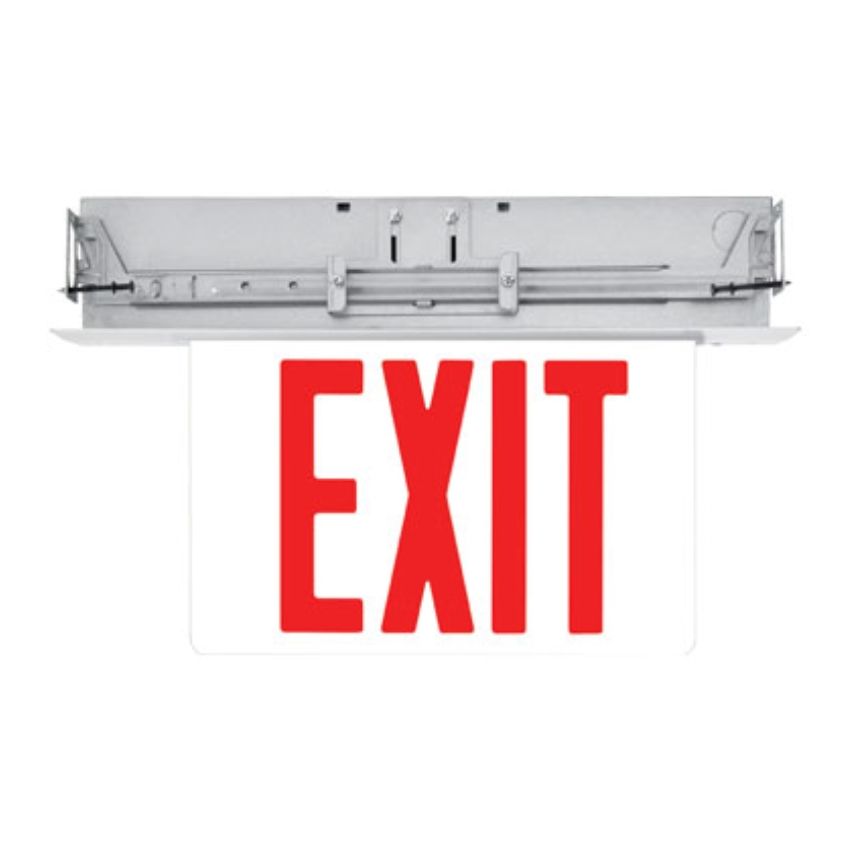 Recessed Edge Lit Glass Exit Sign w/ Battery Back up