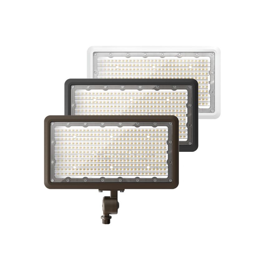 100/120/150W Tri-Power Tri-Color Knuckle Mount LED Flood Light w/ Photocell-ENV