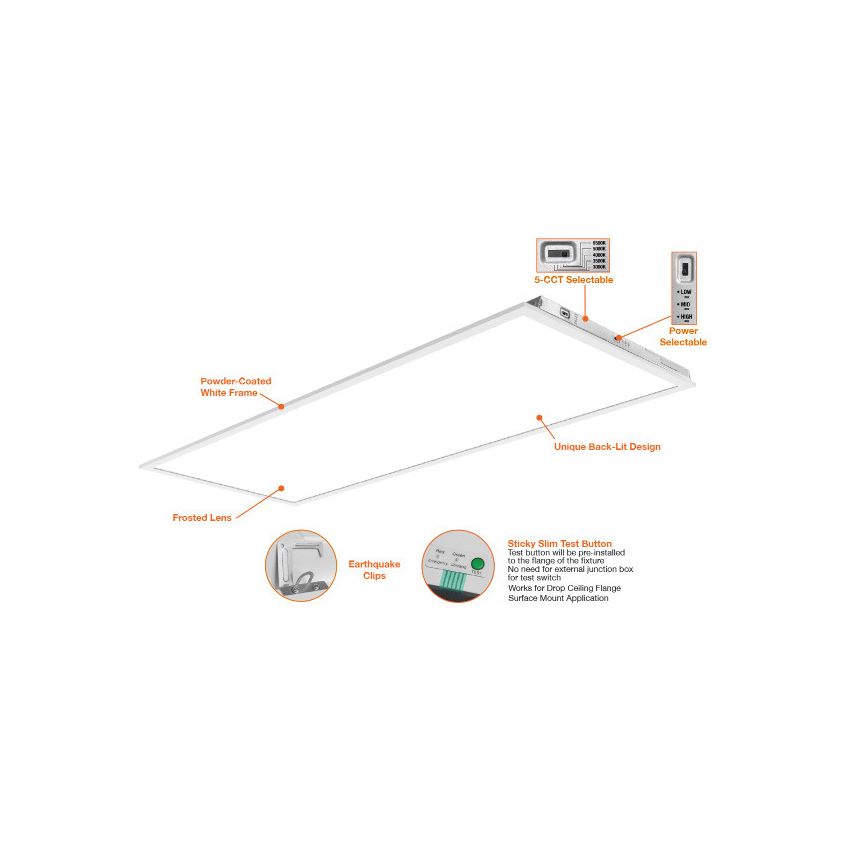 2x4 Back Lit High Lumen 5-Color 3-Power Panel Light-ENV