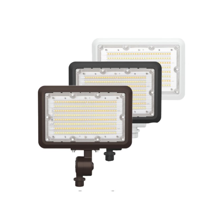 40/50/60W Tri-Power Tri-Color Knuckle Mount LED Flood Light w/ Photocell-ENV