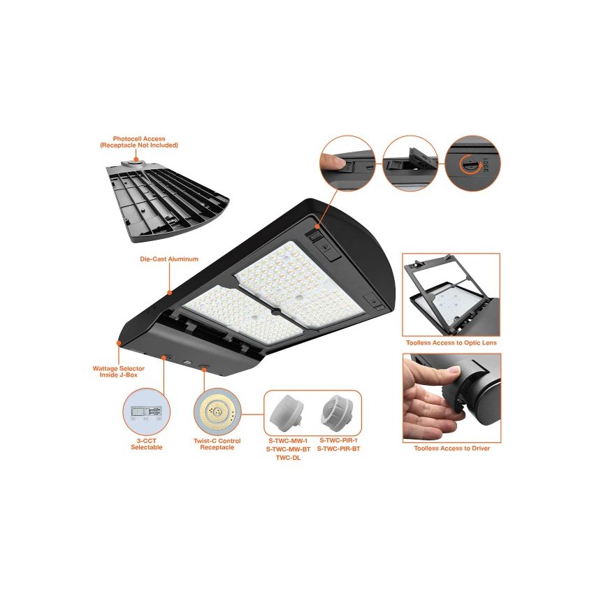 330W-450W Multi-Power Tri-Color Rotatable Lens Area LED Light-ENV