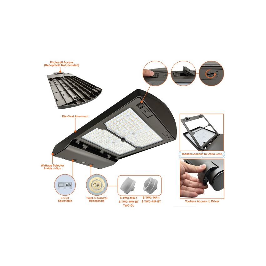 180W-300W Multi-Power Tri-Color Rotatable Lens Area LED Light-ENV