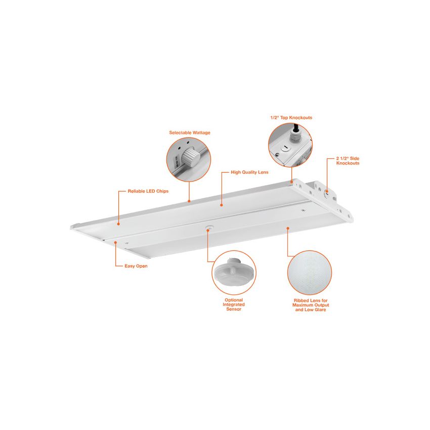 160/200/240/280/320W Slim Tri-Color 4' Linear High Bay Light-ENV