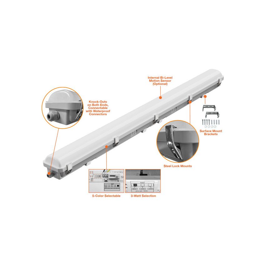 15/20/25W 2’ Multi-Color 3-Power LED Vapor Light Fixture-ENV