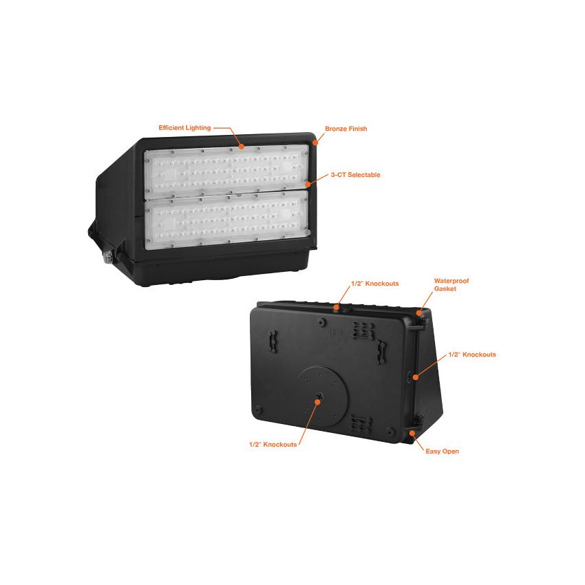 30W-150W Tri-Color Cutoff LED Wall Pack w/ Photocell-ENV