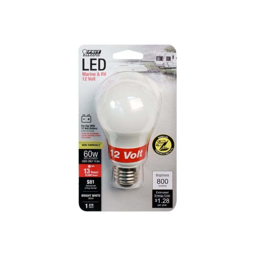 12V A19 10.6W LED Bulb 3000K-FT