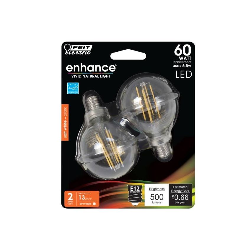 5.5W G16 Globe LED Bulb 2 Pack-FT