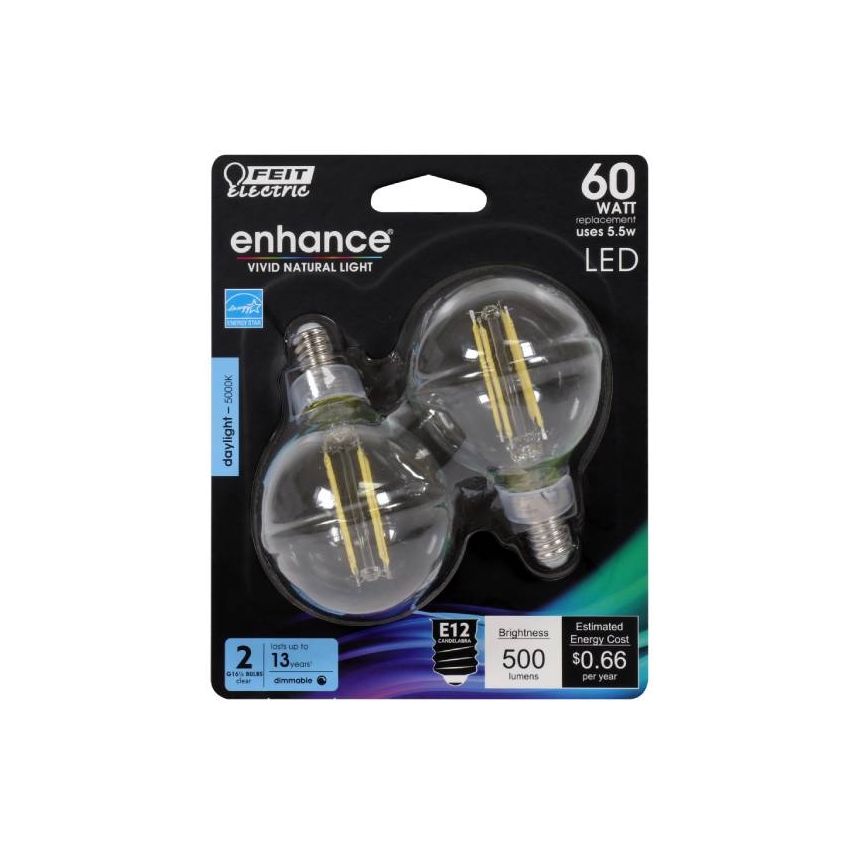 5.5W G16 Globe LED Bulb 2 Pack-FT