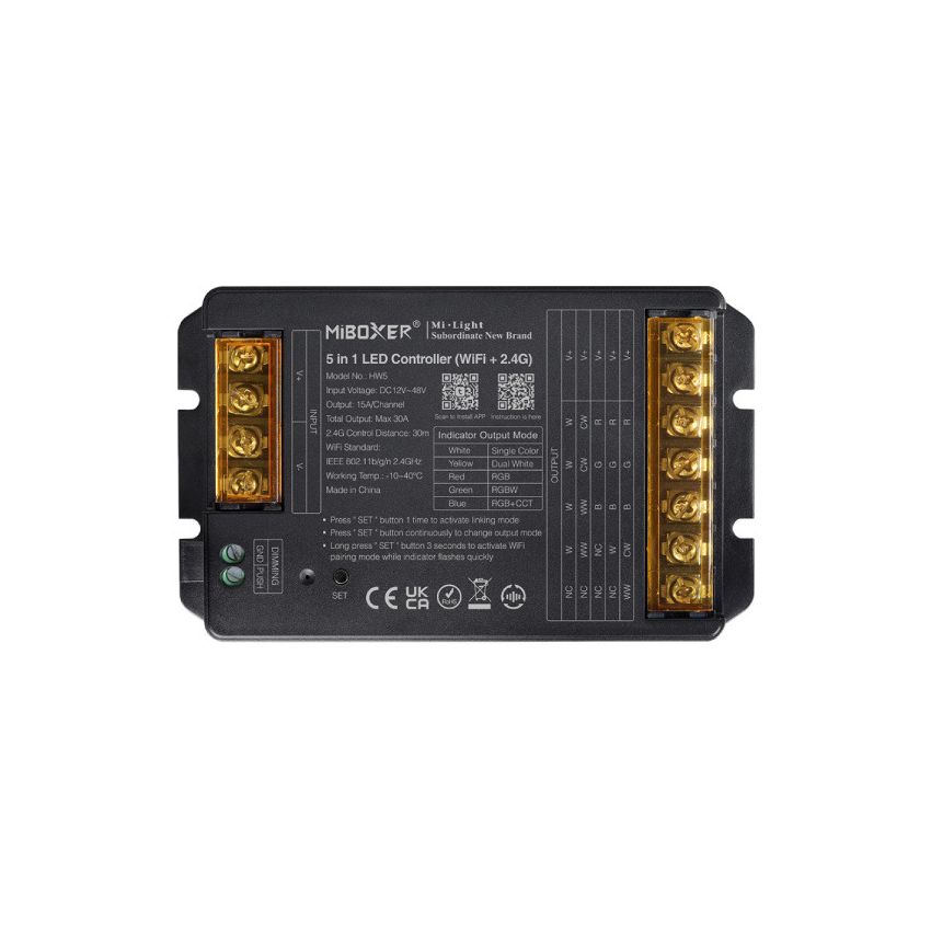 30A Wireless 5 in 1 Wifi Multi-Zone RGB/W/CCT Receiver