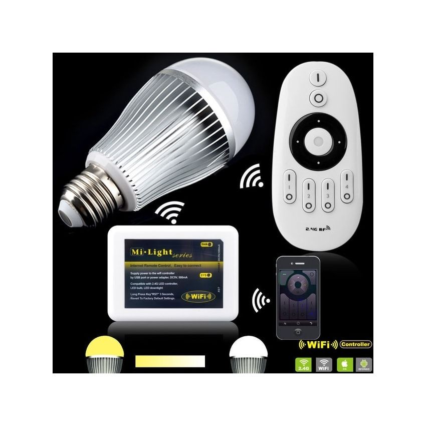 A19 9W CCT Adjustable Wireless LED Bulb Set