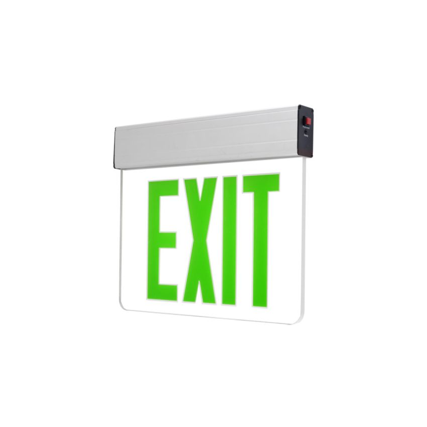 Single Face Clear Glass LED Exit Sign w/ Battery Back up-POR