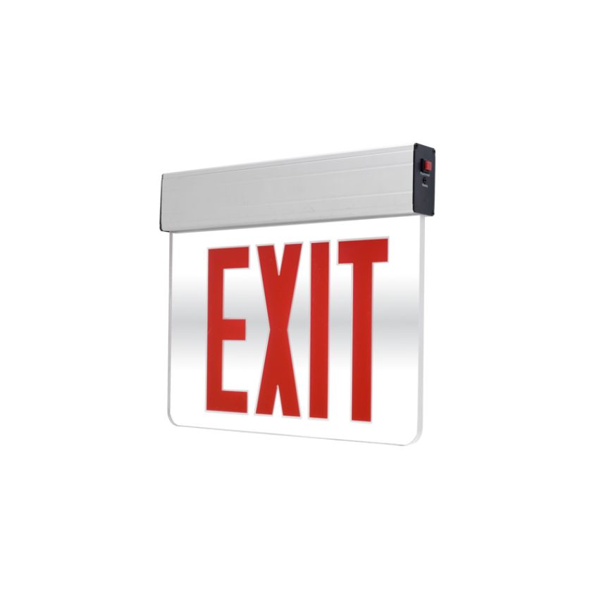 Double Face Mirror Glass LED Exit Sign w/ Battery Back up-POR