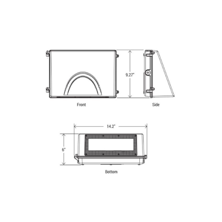 72/96/120W Tri-Color Cut-off Wall Pack-POR